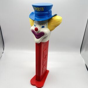 1970 Vintage Tall Clown Head Pez Dispenser Red w/ Blue Hat 12" Tall No Candy